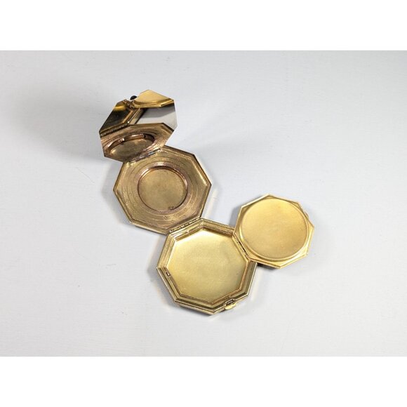 1920s Baby Blue Guilloche Enamel Compact, Fancy powder, rouge & mirror compact, - Picture 6 of 16